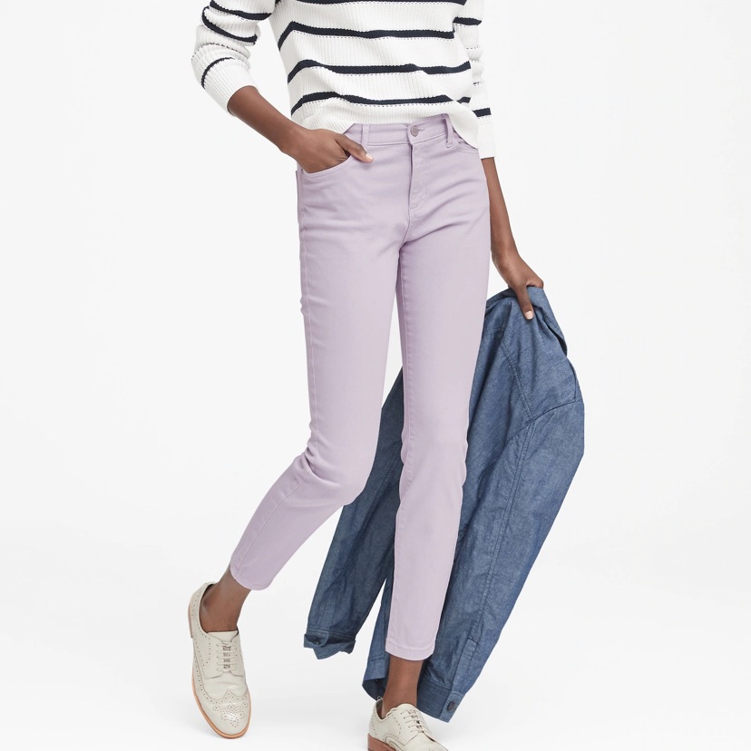 Banana Republic Mid Rise Skinny Fit Jeans In Lavender Purple